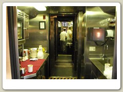 Looking into the kitchen car
