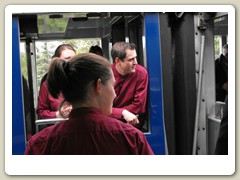 Stop for the northbound train to transfer tour guides