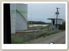 Fort Yukon tour - large fuel tanks next to the Yukon River