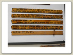 Close-up of the sign on the wall at Skagway