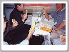 Our train ride from Beijing to Zi'an -showing off our boxed meal