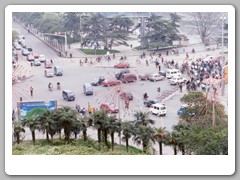 Picture taken from our hotel window - large tarffic circle with two main highways intersecting