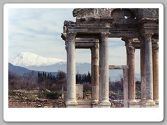 Snow covered mountians in the background