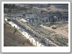 One of the main streets used by tourists by the Library of Celsus